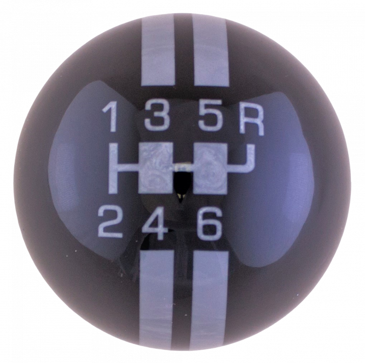 6-Speed Black Shift ball with Pearl Rally Stripe 2-1/8", 16mm used with Thread Reducers